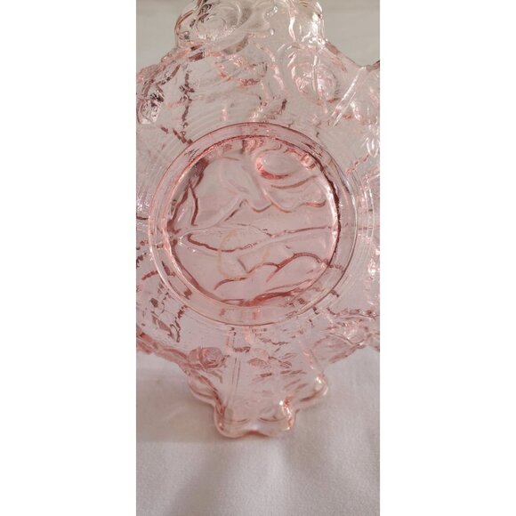 Vintage Fenton Glass Crimped Ruffled Basket Edge Dusty Pink with Handle - Picture 4 of 7